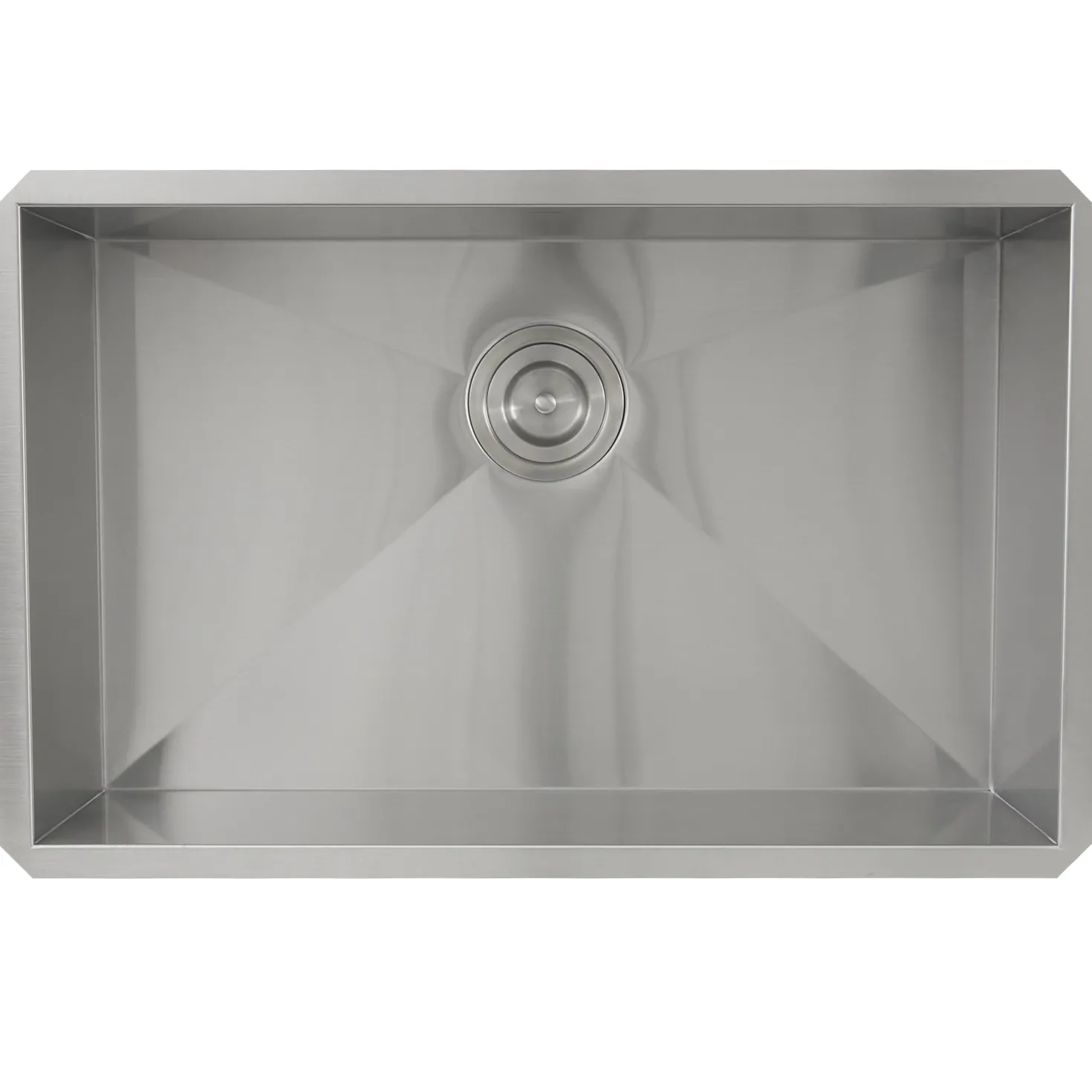 Nantucket Sinks ZR2818-8-16 - 28" Pro Series Rectangle Single Bowl Undermount Zero Radius Stainless Steel Kitchen Sink, 8" Deep