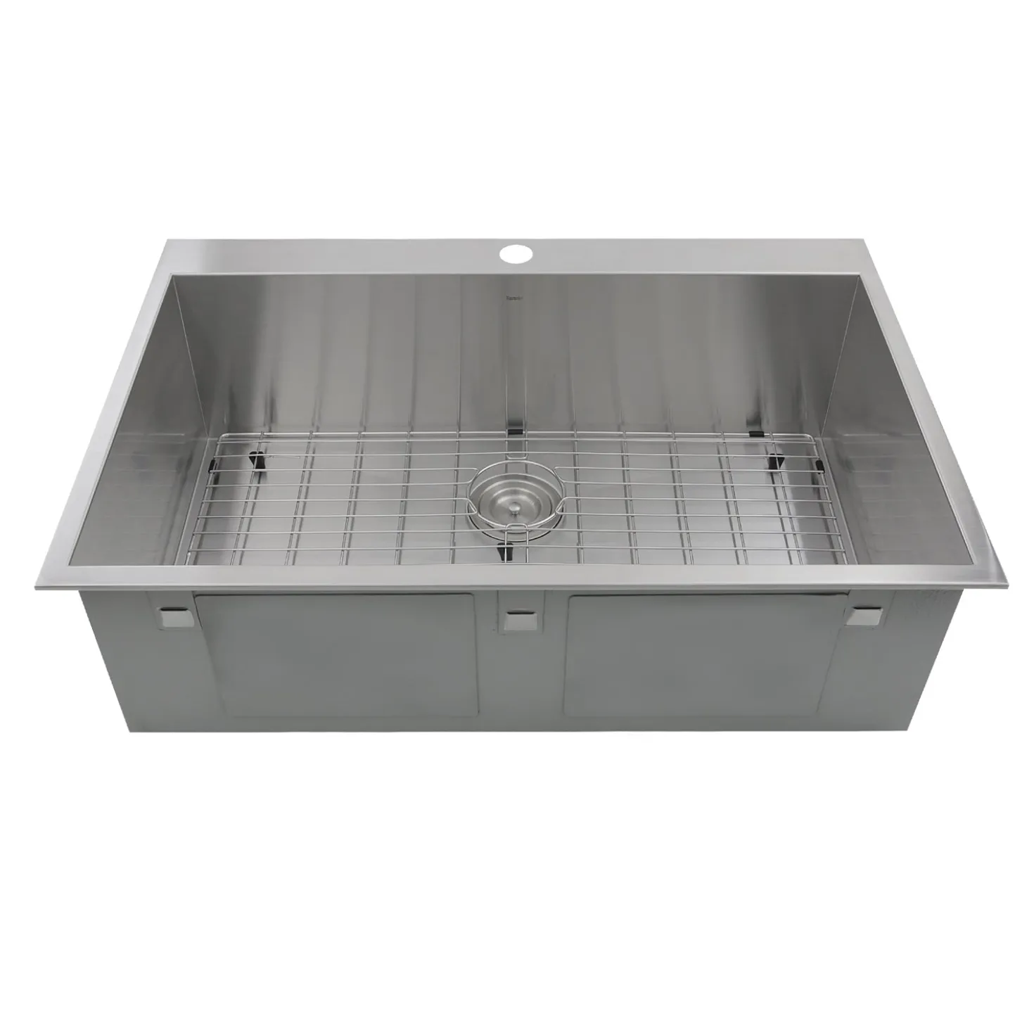 Nantucket Sinks ZR3322-S-16 - 33" Large Rectangle Single Bowl Zero Radius Stainless Steel Drop in Kitchen Sink, 16 Gauge -1 Hole