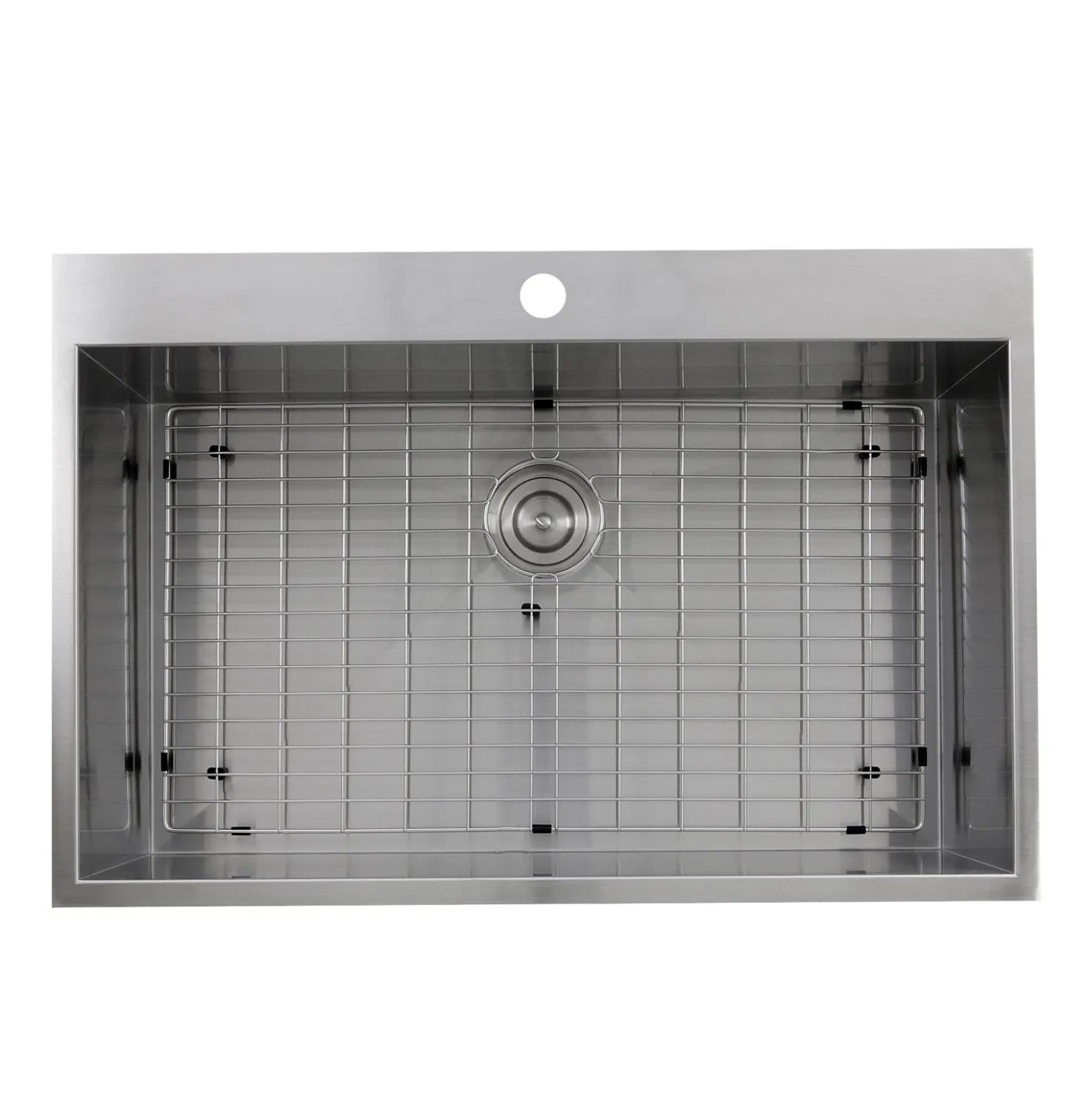 Nantucket Sinks ZR3322-S-16 - 33" Large Rectangle Single Bowl Zero Radius Stainless Steel Drop in Kitchen Sink, 16 Gauge -1 Hole