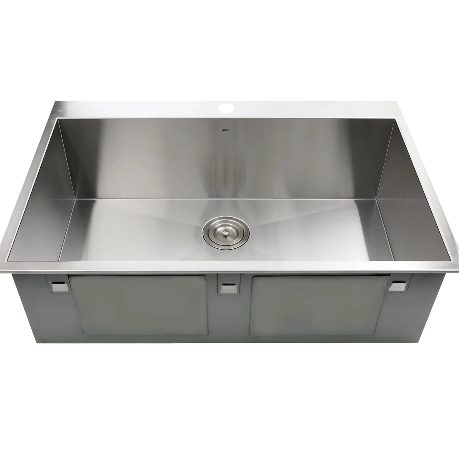 Nantucket Sinks ZR3322-S-16 - 33" Large Rectangle Single Bowl Zero Radius Stainless Steel Drop in Kitchen Sink, 16 Gauge -1 Hole