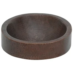 17" Oval Dark Hammered Copper Recessed Bathroom Sink
