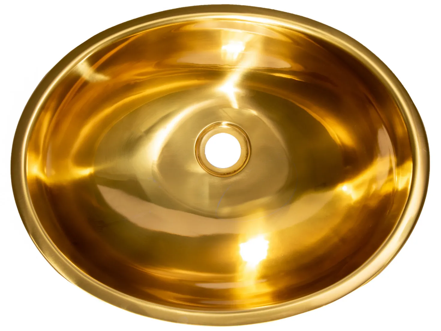 Oval 17 1/2" x 14" Top Mount Stainless Steel Bathroom Sink with Drain in Gold