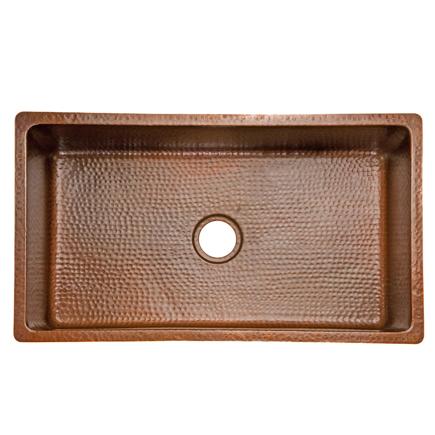 Premier Copper Products 33" Antique Hammered Copper Kitchen Single Basin Sink