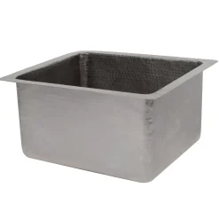 Premier Copper Products 16" Gourmet Rectangular Hammered Copper Bar/Prep Sink in Nickel