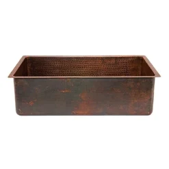 Premier Copper Products 30" Hammered Copper Kitchen Single Basin Sink