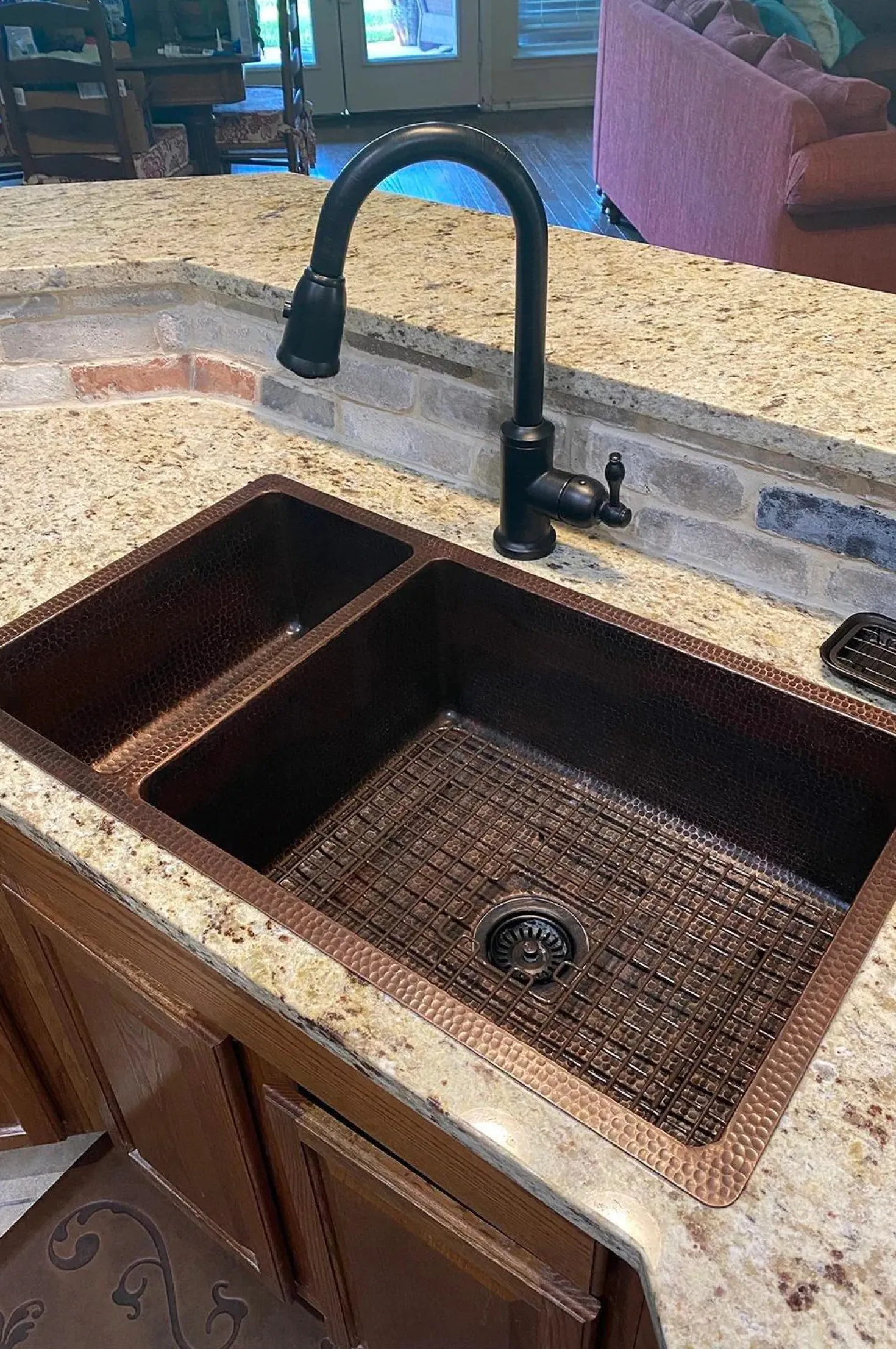 Premier Copper Products 33" Hammered Copper Kitchen 25/75 Double Basin Sink