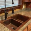 Premier Copper Products 33" Hammered Copper Kitchen 40/60 Double Basin Sink