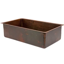 Premier Copper Products 33" Hammered Copper Kitchen Single Basin Sink