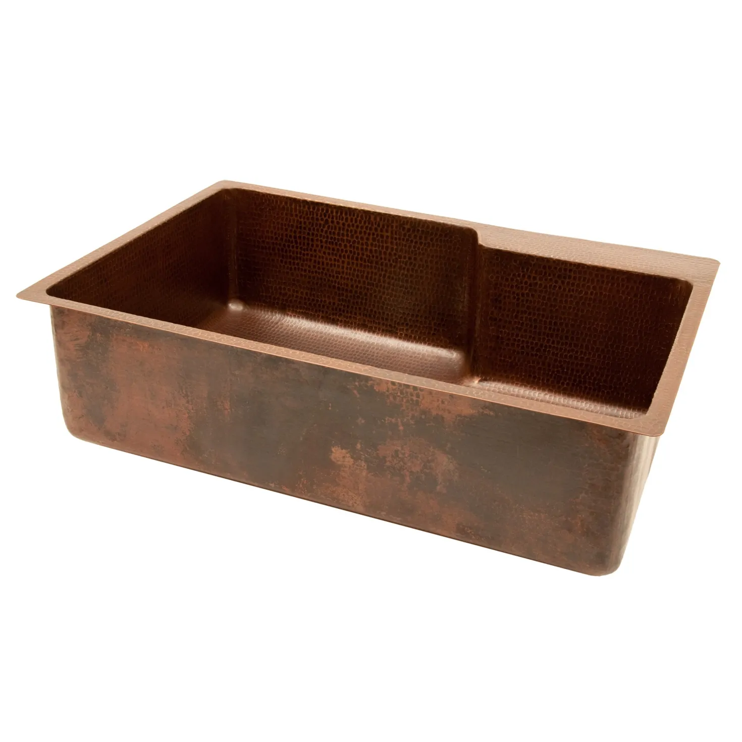 Premier Copper Products 33" Hammered Copper Kitchen Single Basin Sink with Space For Faucet