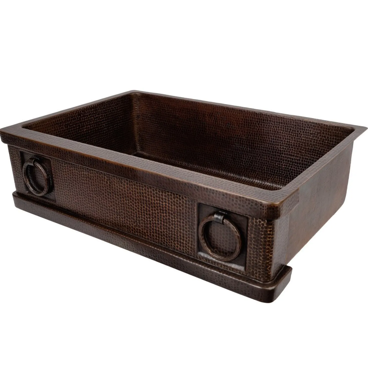 Premier Copper Products 33" Hammered Copper Kitchen Apron Single Basin Sink with Rings