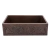 Premier Copper Products 33" Hammered Copper Kitchen Apron Single Basin Sink with Vineyard Design