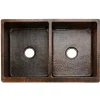 Premier Copper Products 33" Hammered Copper Kitchen Apron 50/50 Double Basin Sink