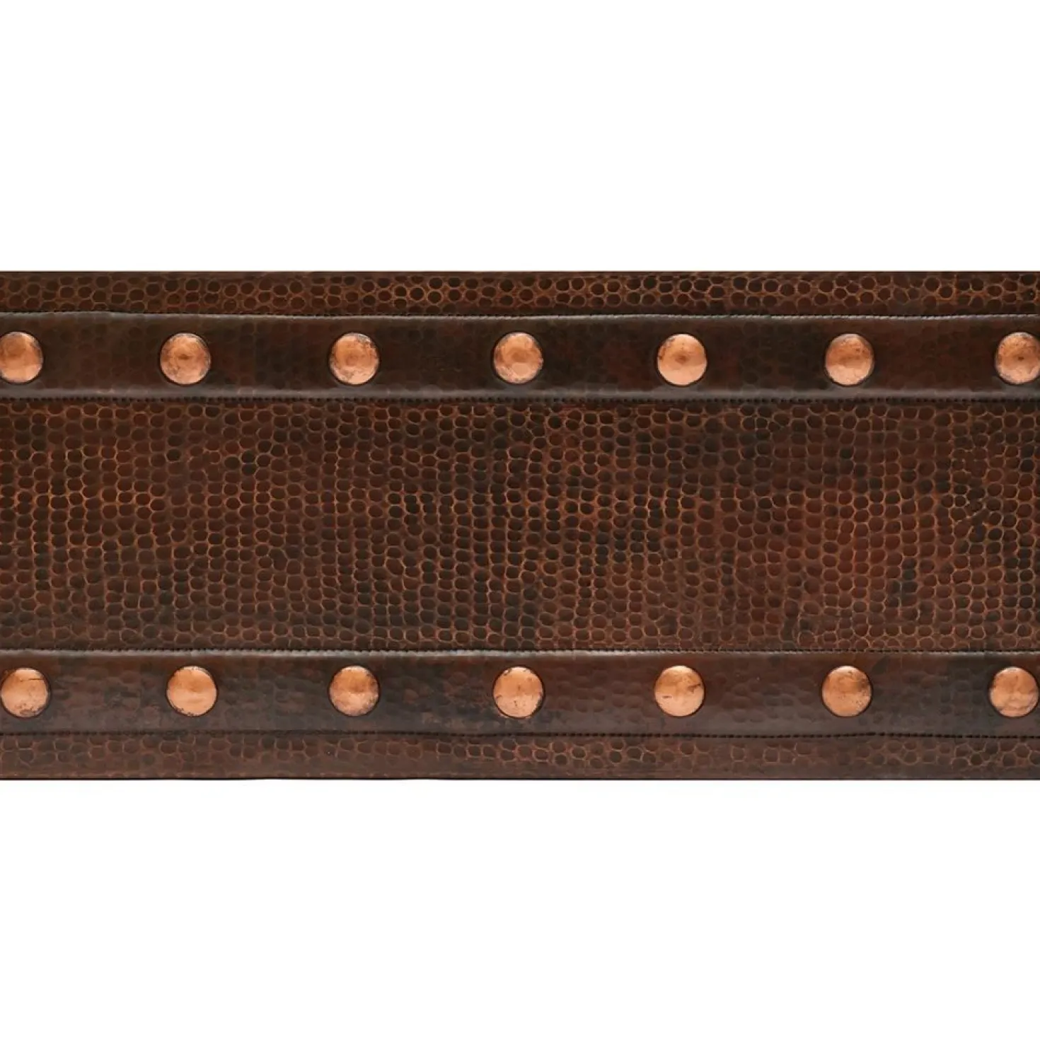 Premier Copper Products 33" Hammered Copper Kitchen Apron 50/50 Double Basin Sink with Barrel Strap Design