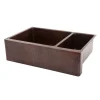 Premier Copper Products 33" Hammered Copper Kitchen Apron 75/25 Double Basin Sink