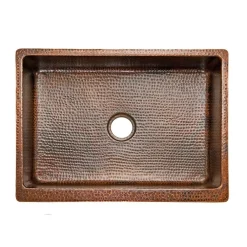 Premier Copper Products 25" Hammered Copper Kitchen Apron Single Basin Sink