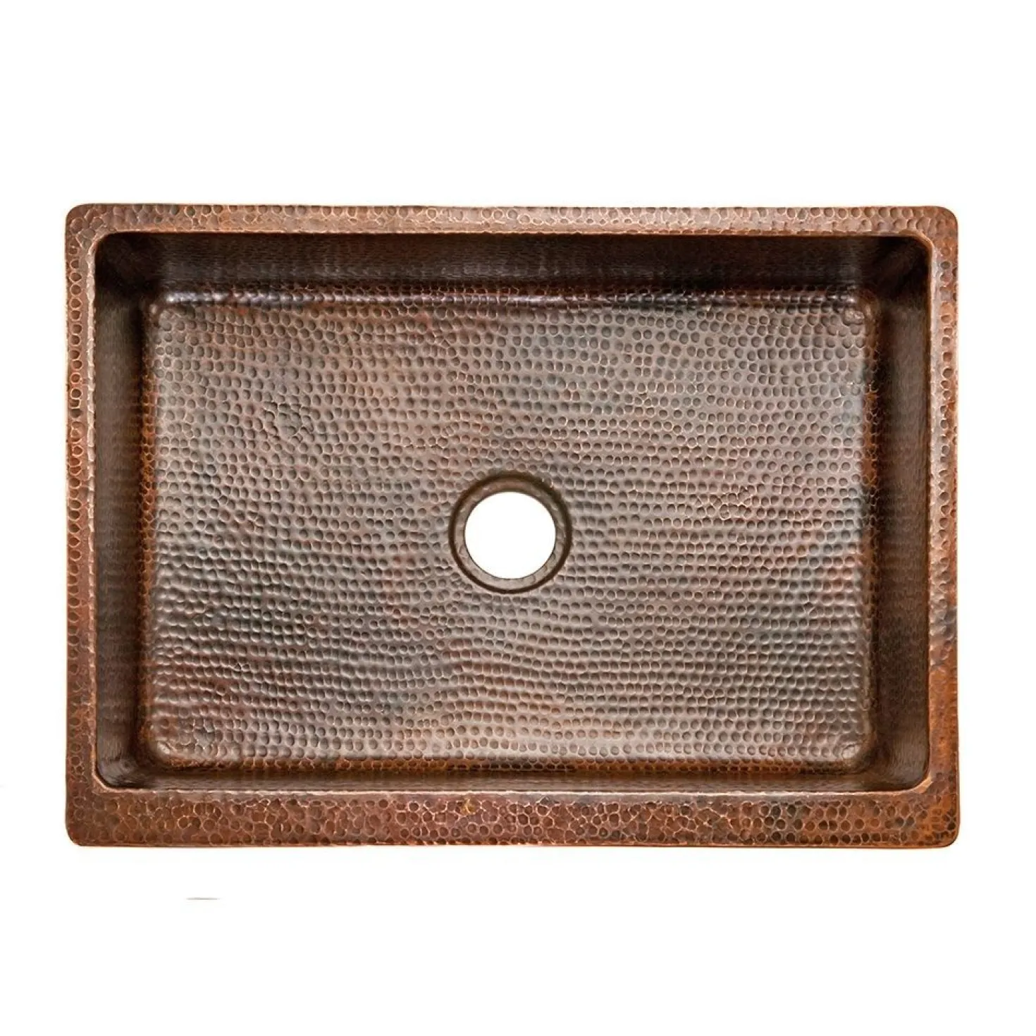 Premier Copper Products 25" Hammered Copper Kitchen Apron Single Basin Sink