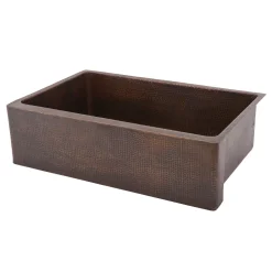 Premier Copper Products 33" Hammered Copper Kitchen Apron Single Basin Sink