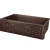 Premier Copper Products 33" Hammered Copper Kitchen Apron Single Basin Sink with Scroll Design