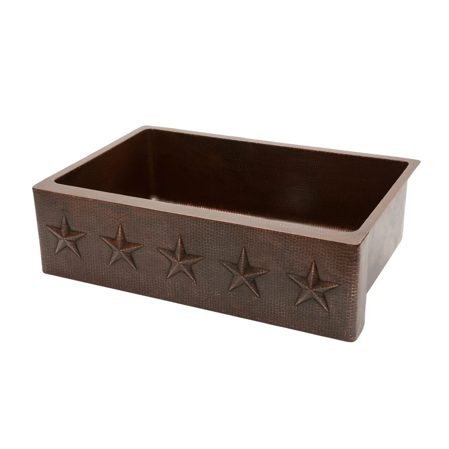 Premier Copper Products 33" Hammered Copper Kitchen Apron Single Basin Sink with Star Design