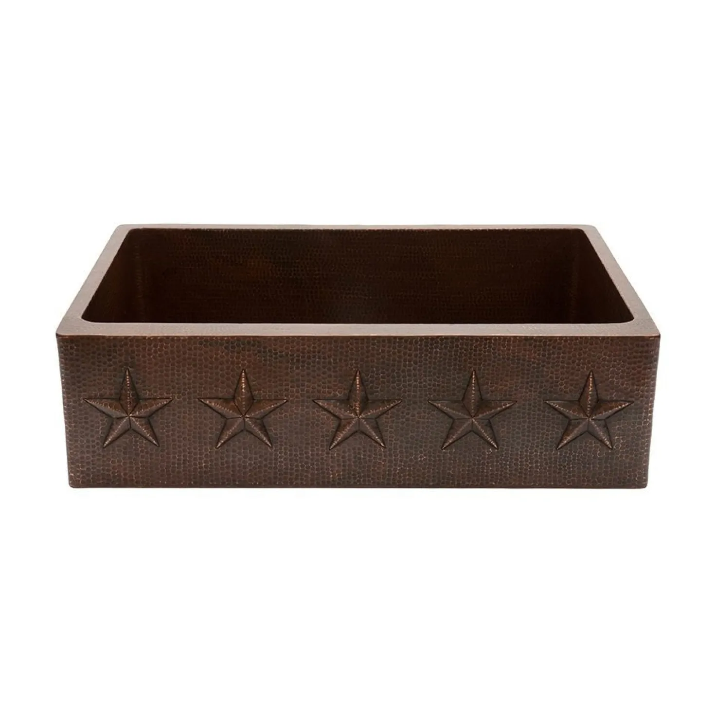 Premier Copper Products 33" Hammered Copper Kitchen Apron Single Basin Sink with Star Design