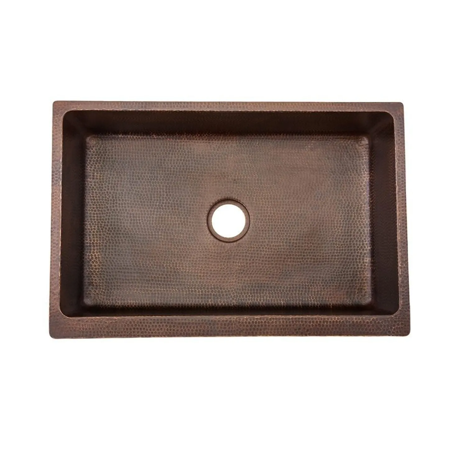 Premier Copper Products 33" Hammered Copper Kitchen Apron Single Basin Sink with Star Design