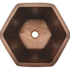 Premier Copper Products Hexagon Under Counter Hammered Copper Sink