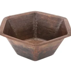 Premier Copper Products Hexagon Under Counter Hammered Copper Sink