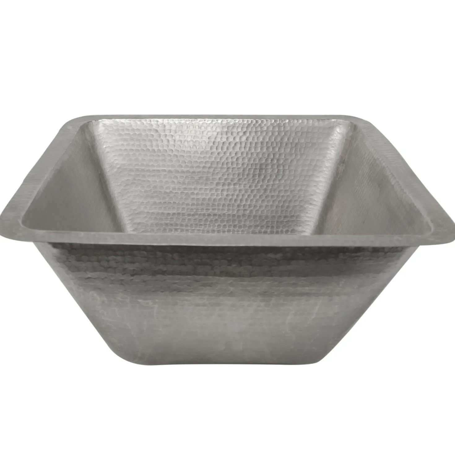 Premier Copper Products 17" Large Square Hammered Copper Bar/Prep Sink in Nickel