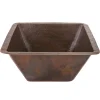 Premier Copper Products 17" Large Square Hammered Copper Bar/Prep Sink