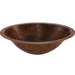 Premier Copper Products Master Bath Oval Under Counter Hammered Copper Bathroom Sink