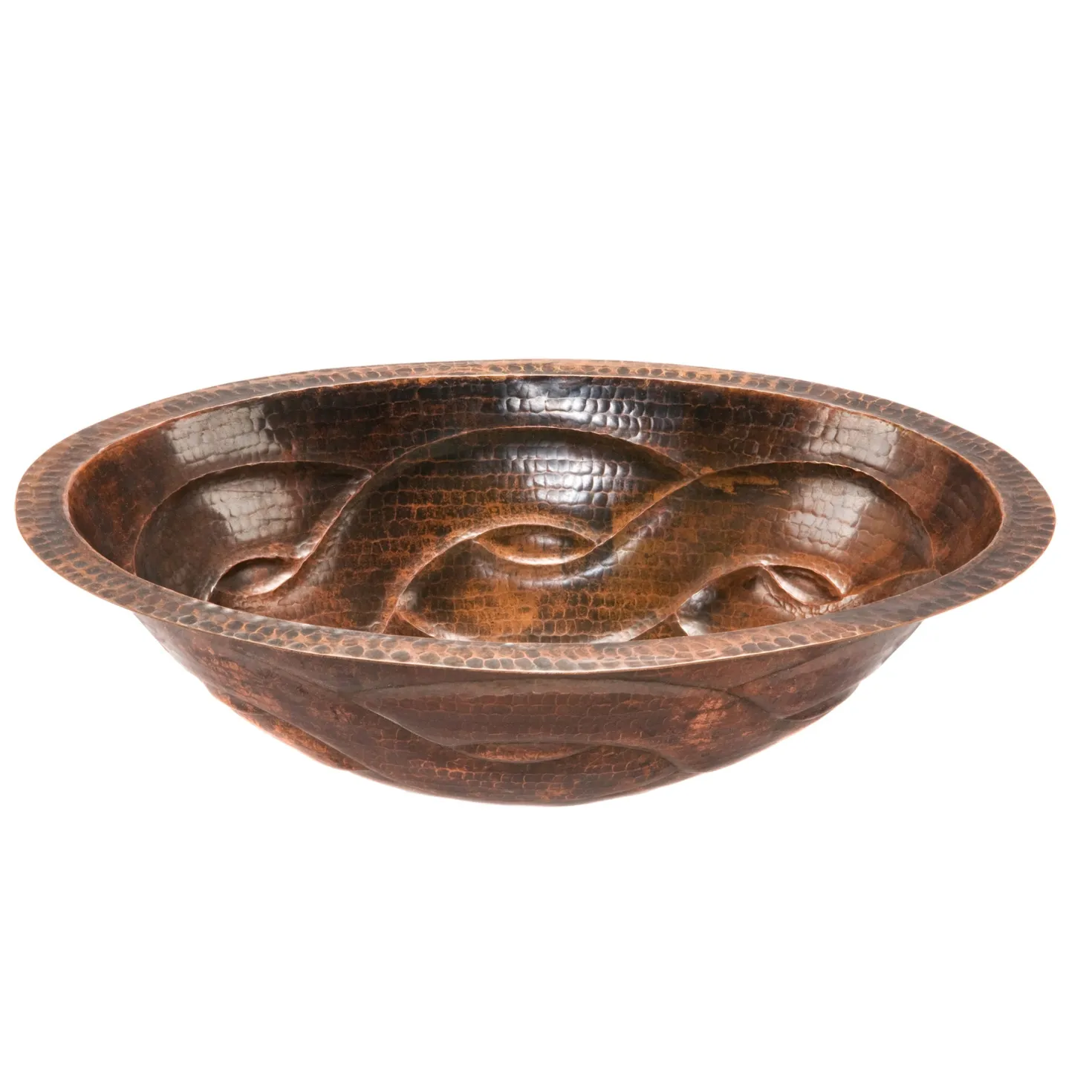 Premier Copper Products Oval Braid Under Counter Hammered Copper Sink