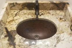 Premier Copper Products Oval Under Counter Hammered Copper Bathroom Sink
