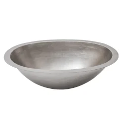 Premier Copper Products 19" Oval Under Counter Hammered Copper Bathroom Sink in Nickel