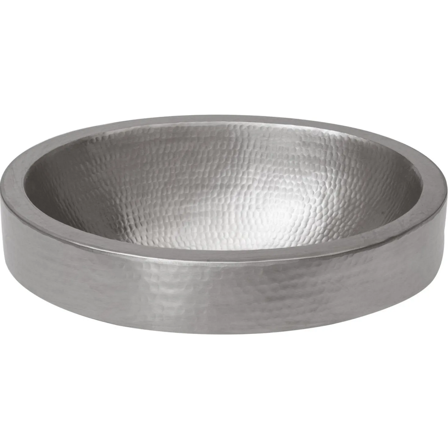 Premier Copper Products Oval Skirted Vessel Hammered Copper Sink in Nickel