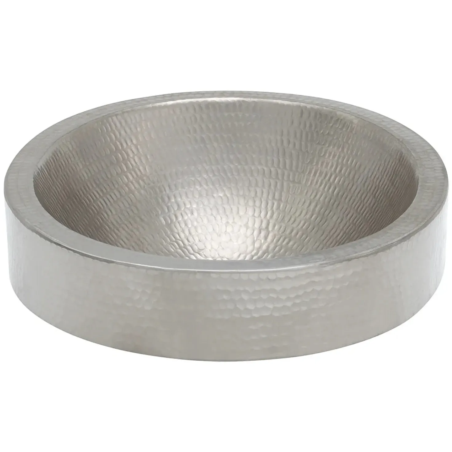 Premier Copper Products Oval Skirted Vessel Hammered Copper Sink in Nickel