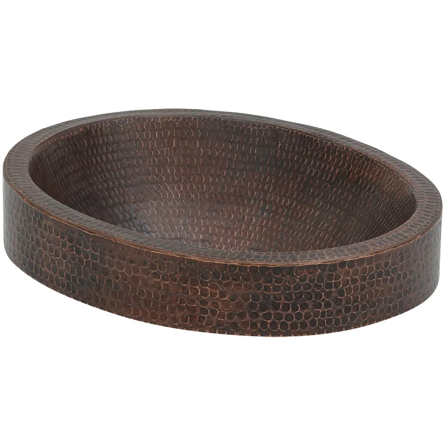 Premier Copper Products Oval Skirted Vessel Hammered Copper Sink