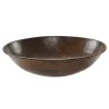 Premier Copper Products 17" Oval Wired Rim Vessel Hammered Copper Sink