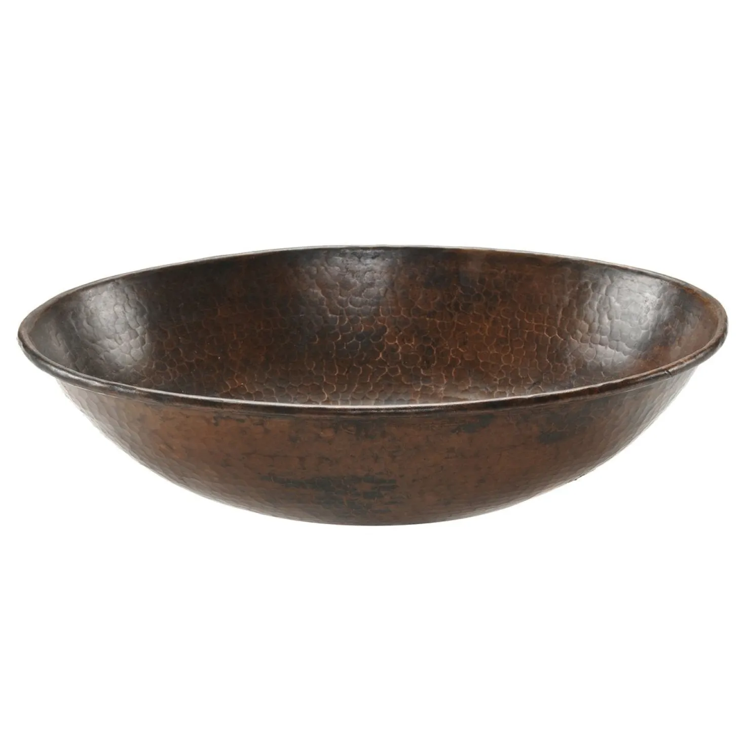 Premier Copper Products 17" Oval Wired Rim Vessel Hammered Copper Sink