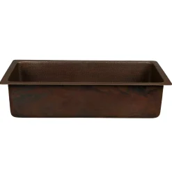Premier Copper Products 28" Rectangle Hammered Copper Bar/Prep Sink with 3.5" Drain Opening