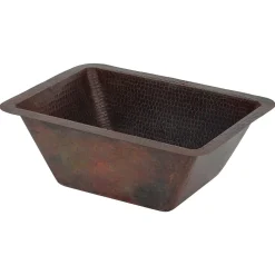 Premier Copper Products Rectangle Hammered Copper Bathroom Sink
