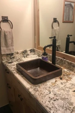 Premier Copper Products 17" Rectangle Skirted Vessel Hammered Copper Sink