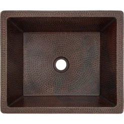 Premier Copper Products 19" Rectangle Skirted Vessel Hammered Copper Sink