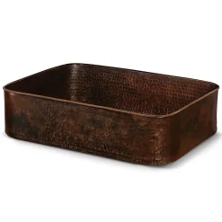 Premier Copper Products 19" Rectangle Tub Hand Forged Old World Copper Vessel Sink
