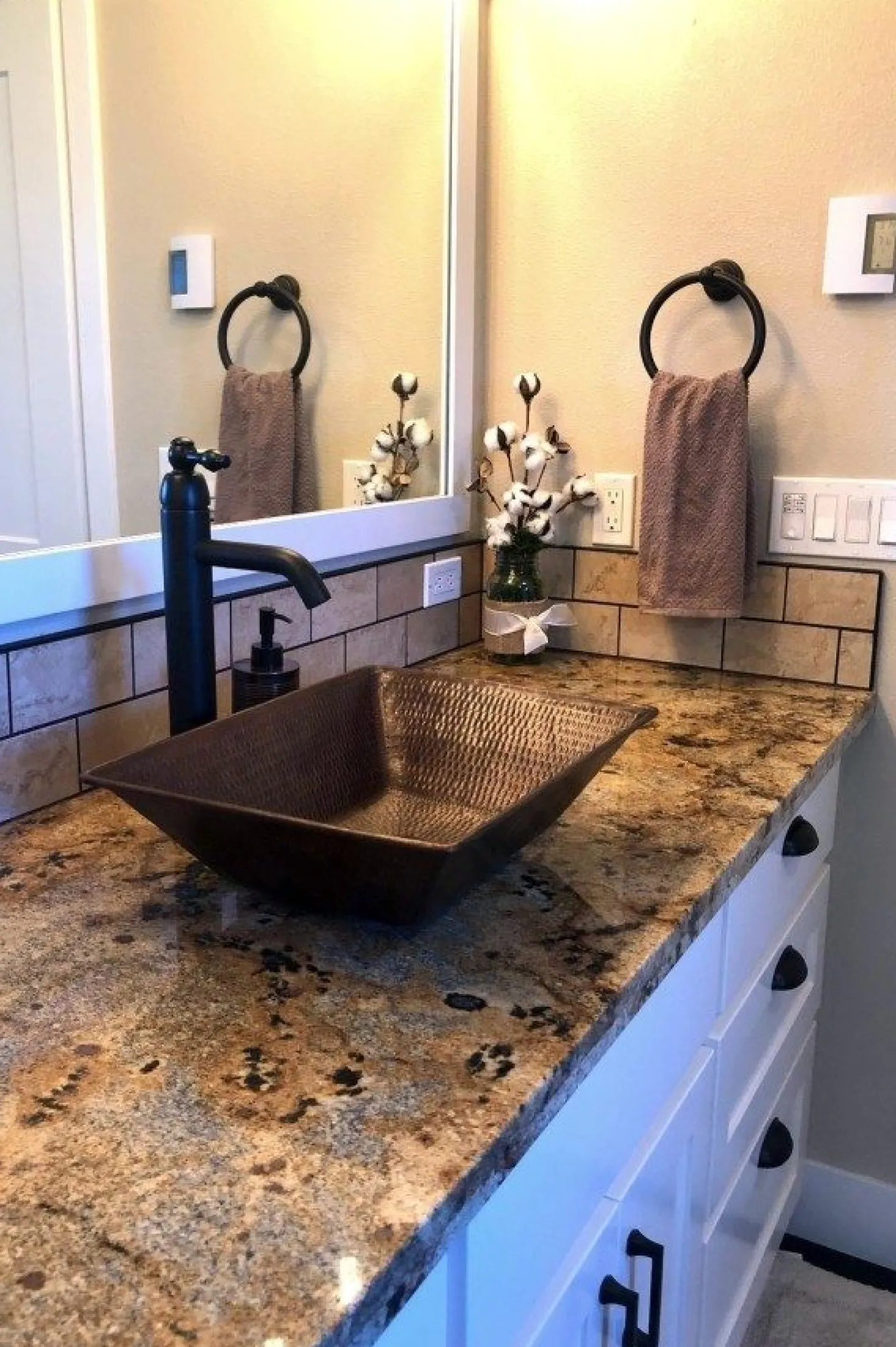 Premier Copper Products 17" Rectangle Wired Rim Vessel Hammered Copper Sink