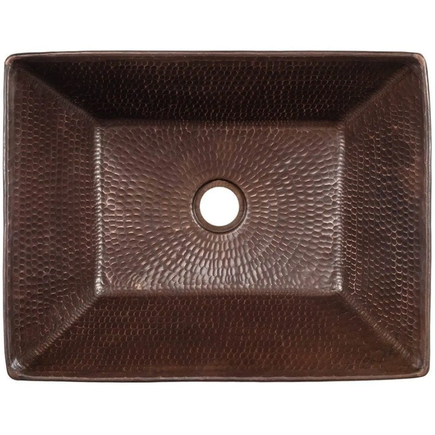 Premier Copper Products 17" Rectangle Wired Rim Vessel Hammered Copper Sink