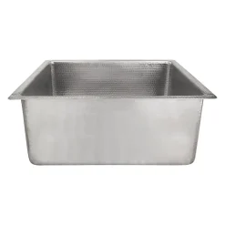 Premier Copper Products 20" Rectangle Hammered Copper Kitchen/Bar/Prep Single Basin Sink in Nickel