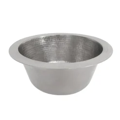 Premier Copper Products 12" Round Hammered Copper Bar Sink with 2" Drain Size in Nickel