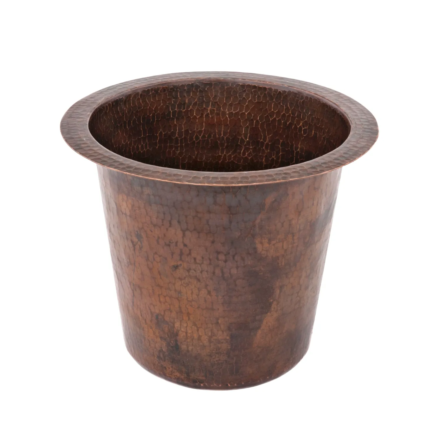 Premier Copper Products 12" Round Hammered Copper Ice Bucket Bar/Prep Sink