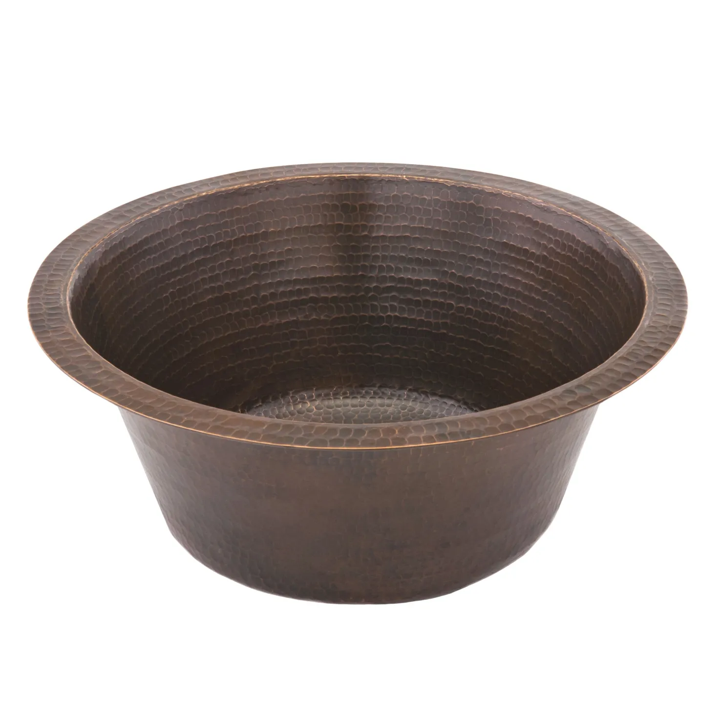 Premier Copper Products 16" Round Hammered Copper Bar Sink with 2" Drain Size