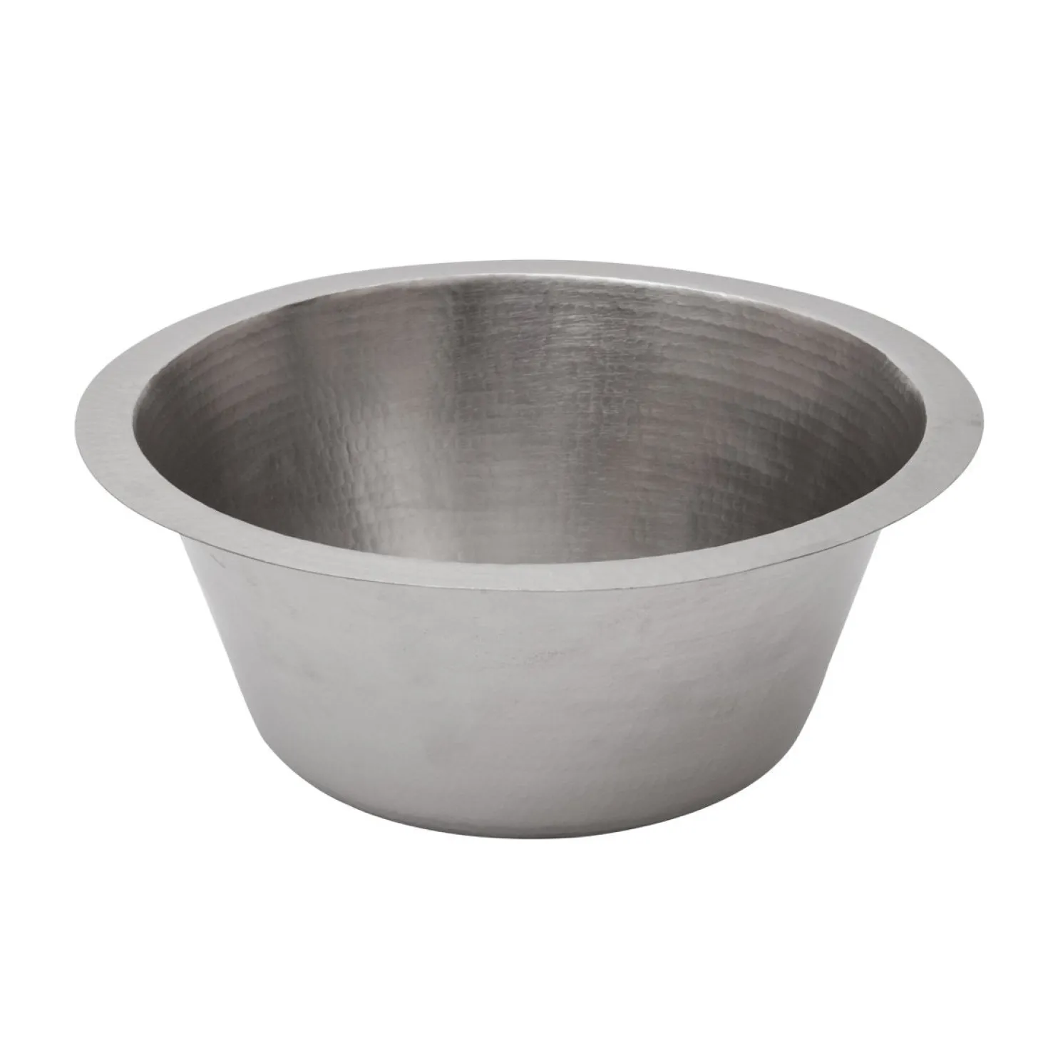Premier Copper Products 16" Round Hammered Copper Prep Sink in Nickel with 3.5" Drain Size